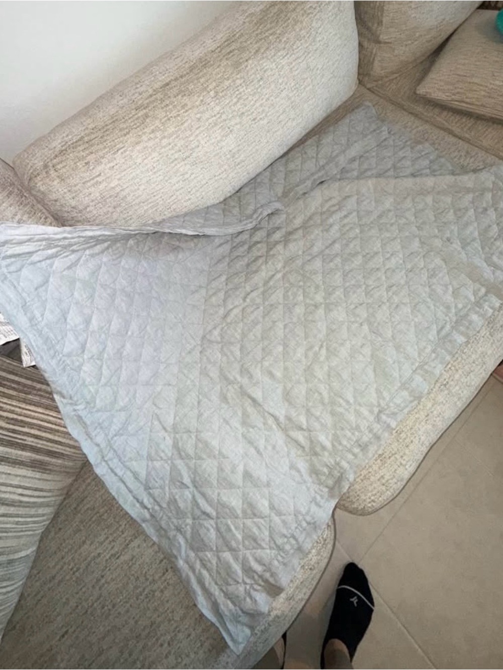 Light Gray Quilted Throw Blanket - Pottery Barn